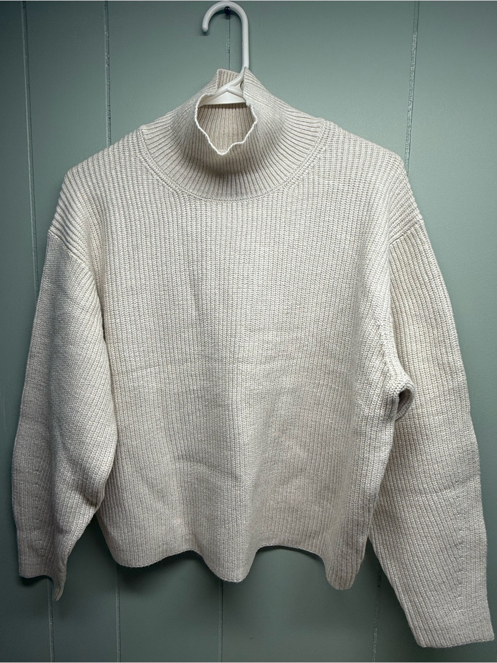 a new day Cream Ribbed Turtleneck Sweater